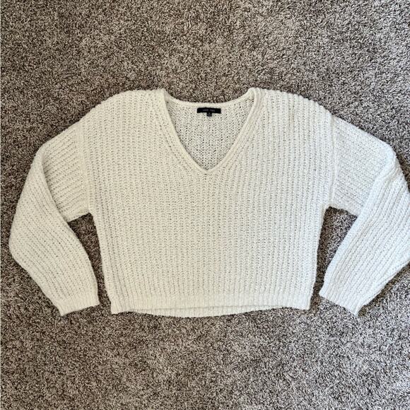 Love Tree Cream White Oversized Baggy Sweater Slightly Cropped Women's Small - Picture 5 of 8